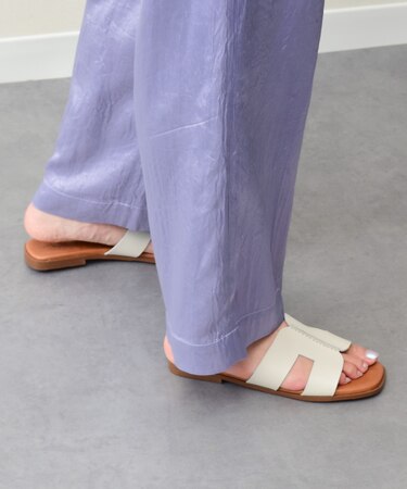 【Oh my Sandals】スクエアトウフラットレザーサンダル(E52304)
