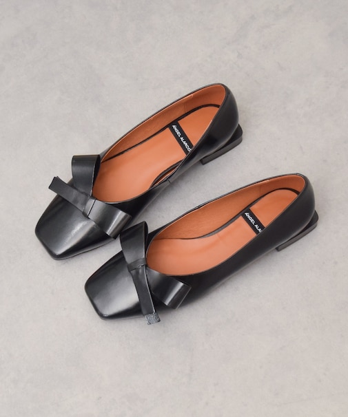 【ANGEL ALARCON】スクエアトウローヒールリボンパンプス(D51500)