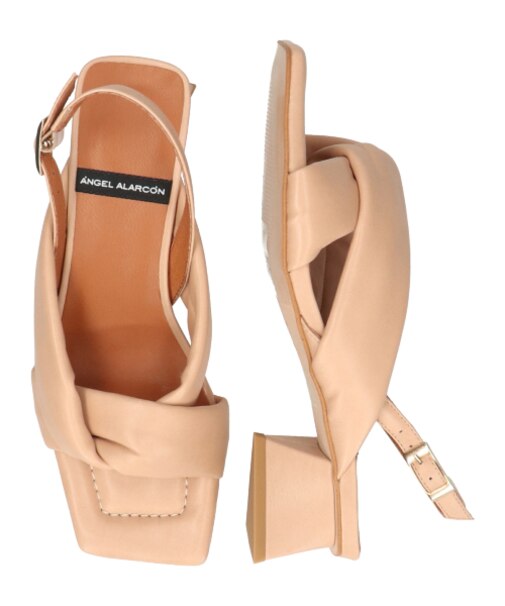 【ANGEL ALARCON】スクエアトウチャンキーヒールサンダル(D52002)