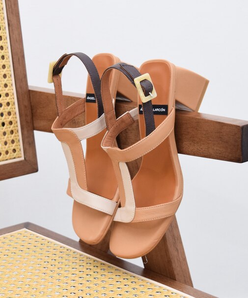 【ANGEL ALARCON】カラーコンビチャンキーヒールサンダル(D52007)