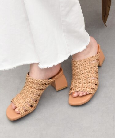 【ANGEL ALARCON】チャンキーヒールラフィアサンダル(D52301)