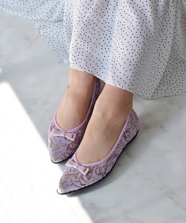 【Bridget Birkin Walk】チュールレースウォーキングパンプス-(55229B)