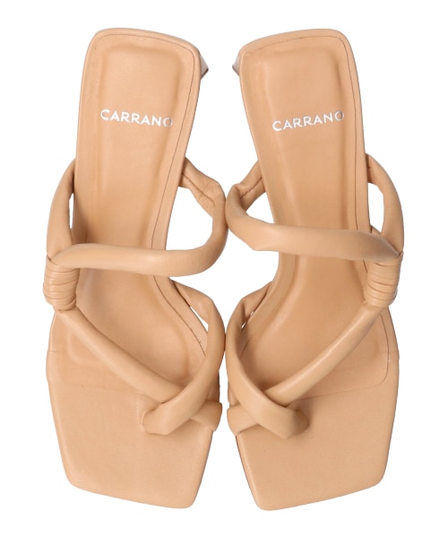 ミュール(CARRANO) シルバー　新品未使用　日本23cm-23.5cm カラーノ CARRANO 4.5cmヒールミュールサンダル （グレー