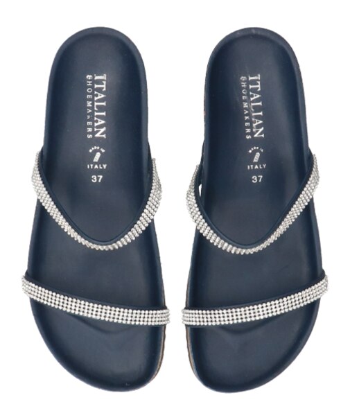 【ITALIAN SHOEMAKERS】ダブルラインストーンフットベッドサンダル-(92201T)