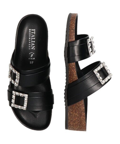 【ITALIAN SHOEMAKERS】ビジューベルトフットベッドサンダル-(92211T)