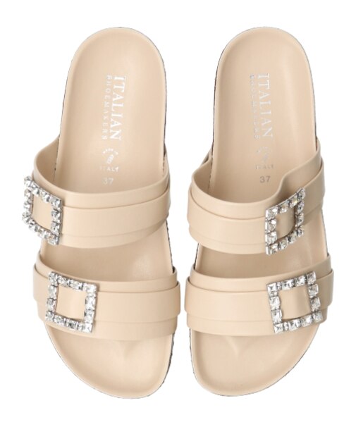 【ITALIAN SHOEMAKERS】ビジューベルトフットベッドサンダル-(92211T)