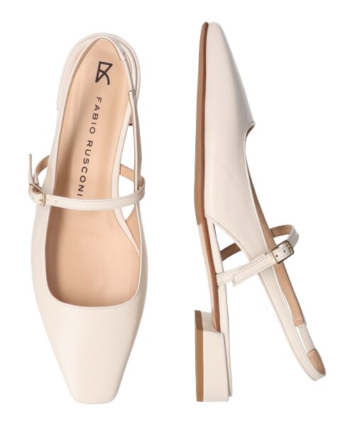 【FABIO RUSCONI】スクエアトウバックバンドパンプス FABIO RUSCONI - スリムスクエアトウバックバンドパンプス