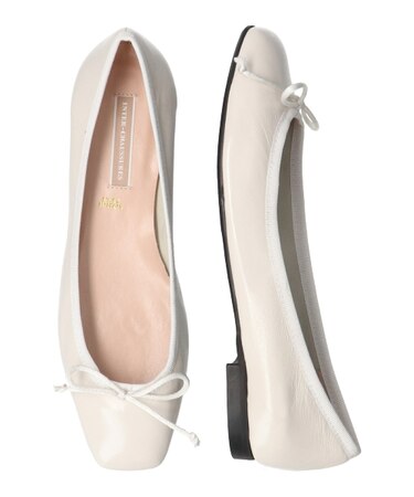 【INTER-CHAUSSURES】リボン付きスクエアフラットパンプス-(I1500N)