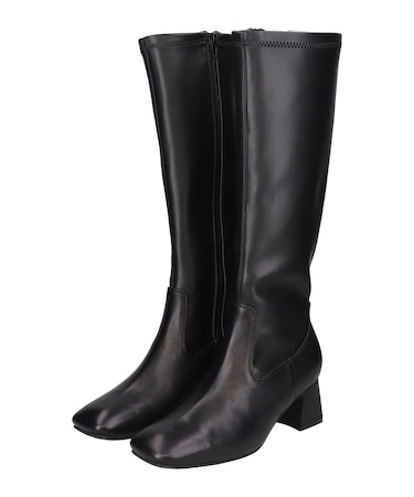 【PARADIS COULEUR】スクエアトウ撥水ストレッチロングブーツ