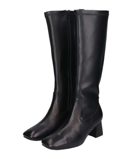 【PARADIS COULEUR】スクエアトウ撥水ストレッチロングブーツ