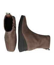 【bussola】撥水スクエアトゥウェッジヒールブーツ