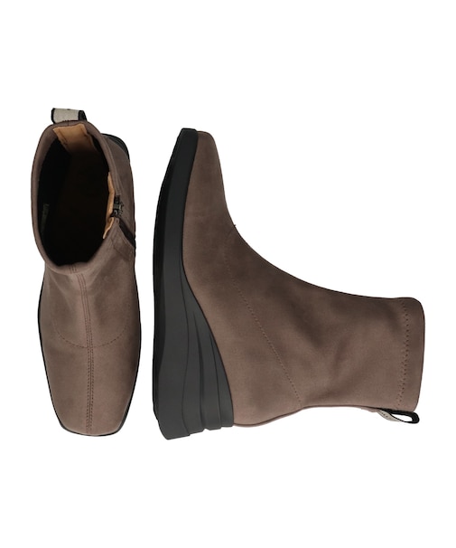 【bussola】撥水スクエアトゥウェッジヒールブーツ