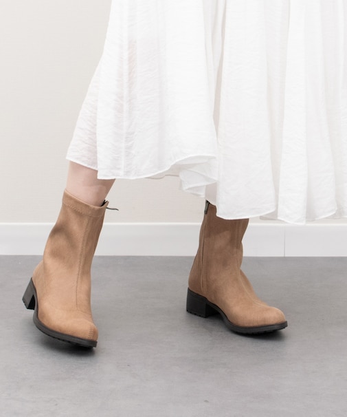 【bussola】撥水4cmヒールストレッチショートブーツ