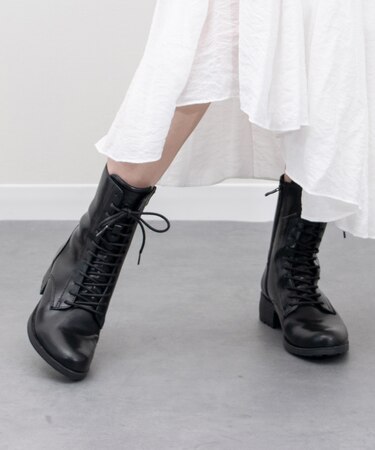 【bussola】撥水レースアップショートブーツ