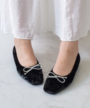 【BRIDGET BIRKIN】ビジューリボンベロアパンプス