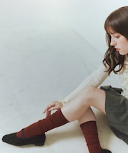 【BRIDGET BIRKIN】エラスティックバンドもこもこスクエアバレエシューズ