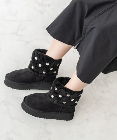 【BRIDGET BIRKIN】キルティングビジュームートンブーツ