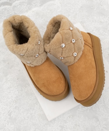 【BRIDGET BIRKIN】キルティングビジュームートンブーツ