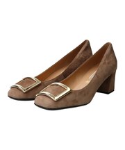 【INTER-CHAUSSURES】スクエアトウメタルバックルパンプス