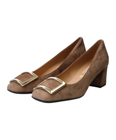 【INTER-CHAUSSURES】スクエアトウメタルバックルパンプス