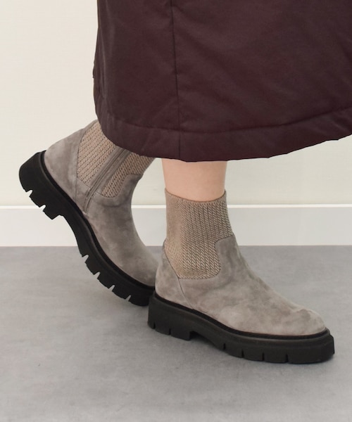 LUCA GROSSI】タンクソールリブニットショートブーツ｜ブリジット