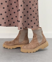 【LUCA GROSSI】タンクソールリブニットサイドゴアブーツ