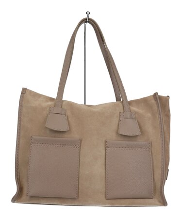 【RIPANI】レザーハンドルスエードバッグ