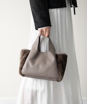 【RIPANI】ムートンコンビレザーハンドバッグ