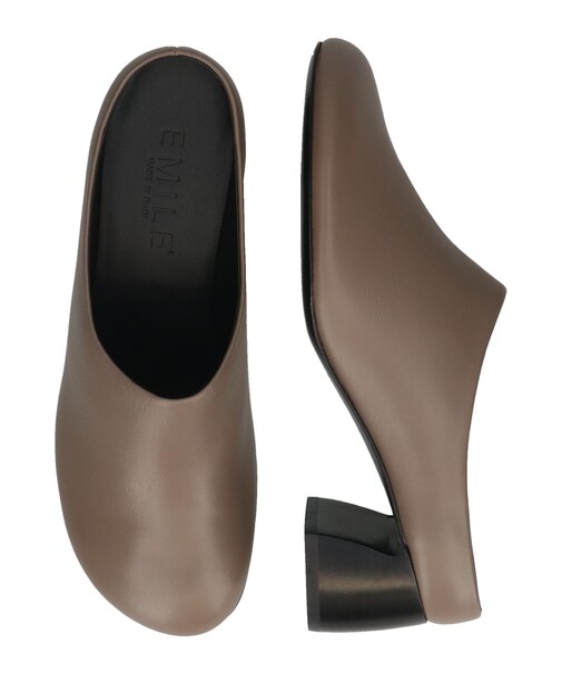 【EMILE】オブリークトウレザーミュール