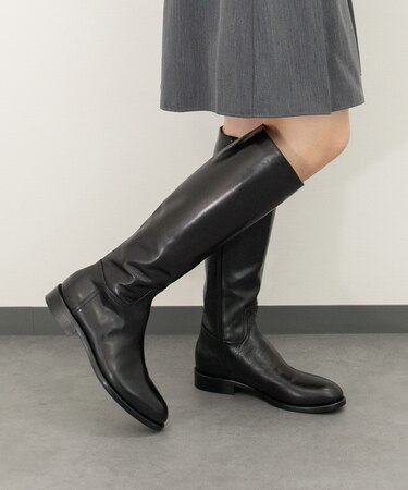 【mara bini】ラウンドトウローヒールレザーロングブーツ
