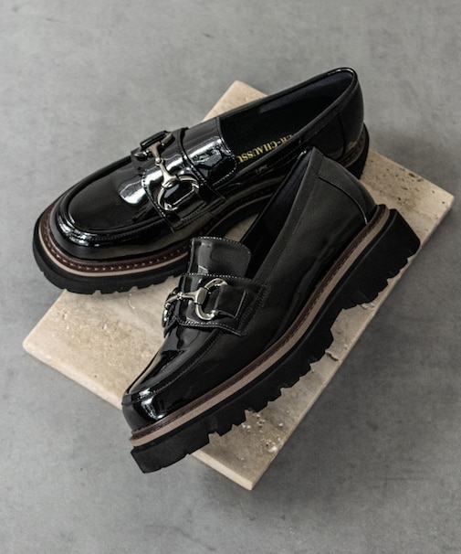 【INTER-CHAUSSURES】撥水厚底ビットローファー