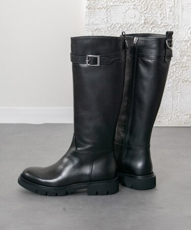 【INTER-CHAUSSURES】ラウンドトウトラックソールロングブーツ