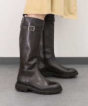 【INTER-CHAUSSURES】ラウンドトウトラックソールロングブーツ