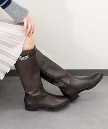 【INTER-CHAUSSURES】ラウンドトウローヒールロングブーツ