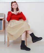 【bussola】アイスグリップソールニットショートブーツ