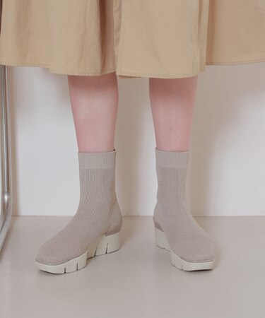 【bussola】アイスグリップソールニットショートブーツ