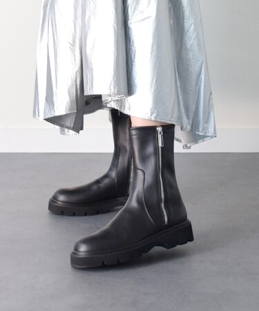 【EMILE】タンクソールダブルジップショートブーツ