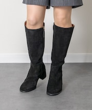 【ANGEL ALARCON】ラウンドトウチャンキーヒールロングブーツ