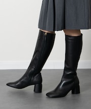 【ANGEL ALARCON】オブリークトウミドルヒールロングブーツ