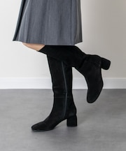 【ANGEL ALARCON】オブリークトウミドルヒールロングブーツ