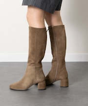 【ANGEL ALARCON】オブリークトウミドルヒールロングブーツ