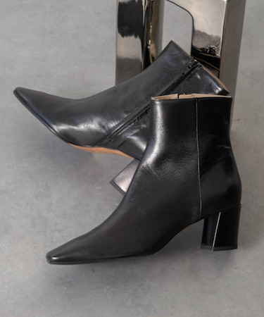 【FABIO RUSCONI】スクエアトウプレーンショートブーツ