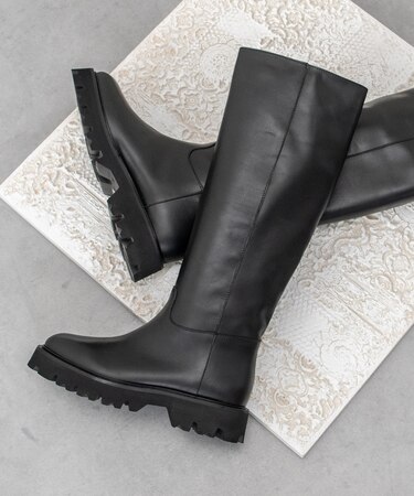 【FABIO RUSCONI】ラウンドトウトラックソールロングブーツ