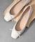 【INTER-CHAUSSURES】リボン付きスクエアフラットパンプス