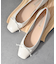 【INTER-CHAUSSURES】リボン付きスクエアフラットパンプス