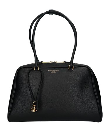 《新色入荷》【CHRISTIAN VILLA】チャーム付きシュリンクレザーハンドバッグ