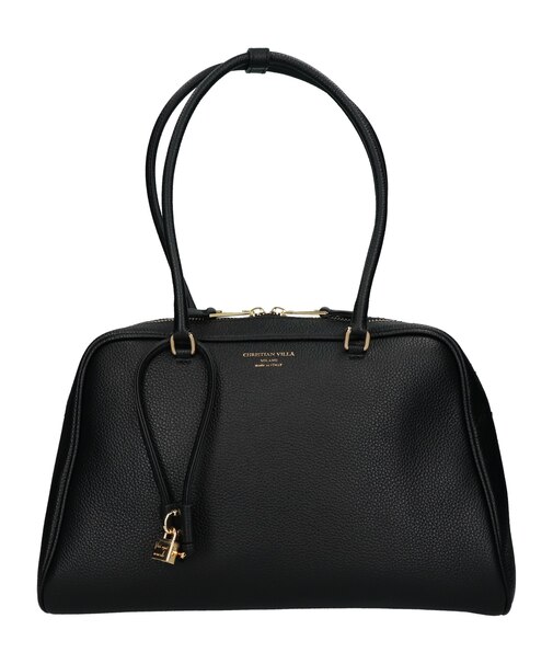《新色入荷》【CHRISTIAN VILLA】チャーム付きシュリンクレザーハンドバッグ