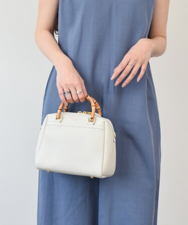 【CHRISTIAN VILLA】バンブーハンドルミニボストンバッグ