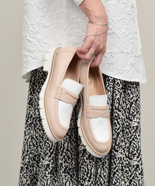 【LUCA GROSSI】バイカラータンクソールローファー