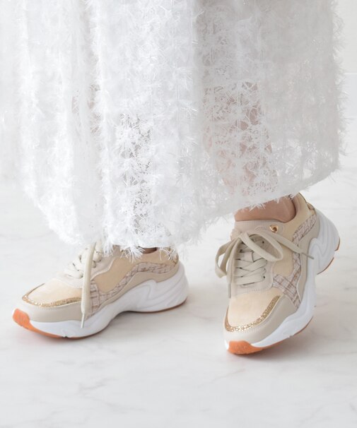 【BRIDGET BIRKIN】ラメツイードコンビスニーカー